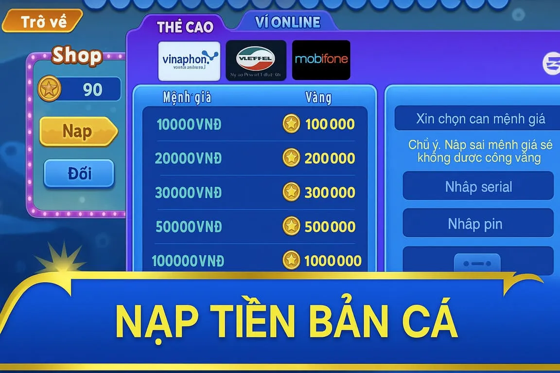 Nạp tiền Bắn Cá nhanh chóng, hỗ trợ nhiều hình thức thanh toán
